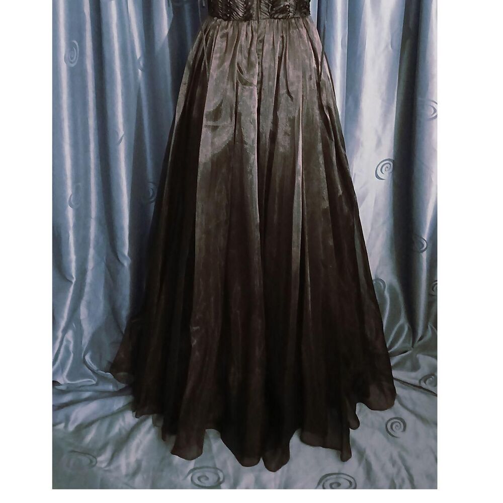 'Aidan Mattox' Spaghetti Strap Black Formal Dress Sz 6 - Picture 2 of 8